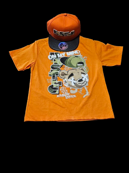 Kids hustle shirt with hat